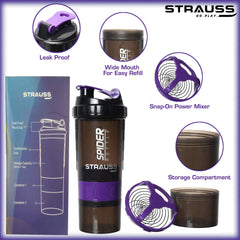 STRAUSS Spider Shaker Bottle 500 ml, (Purple)
