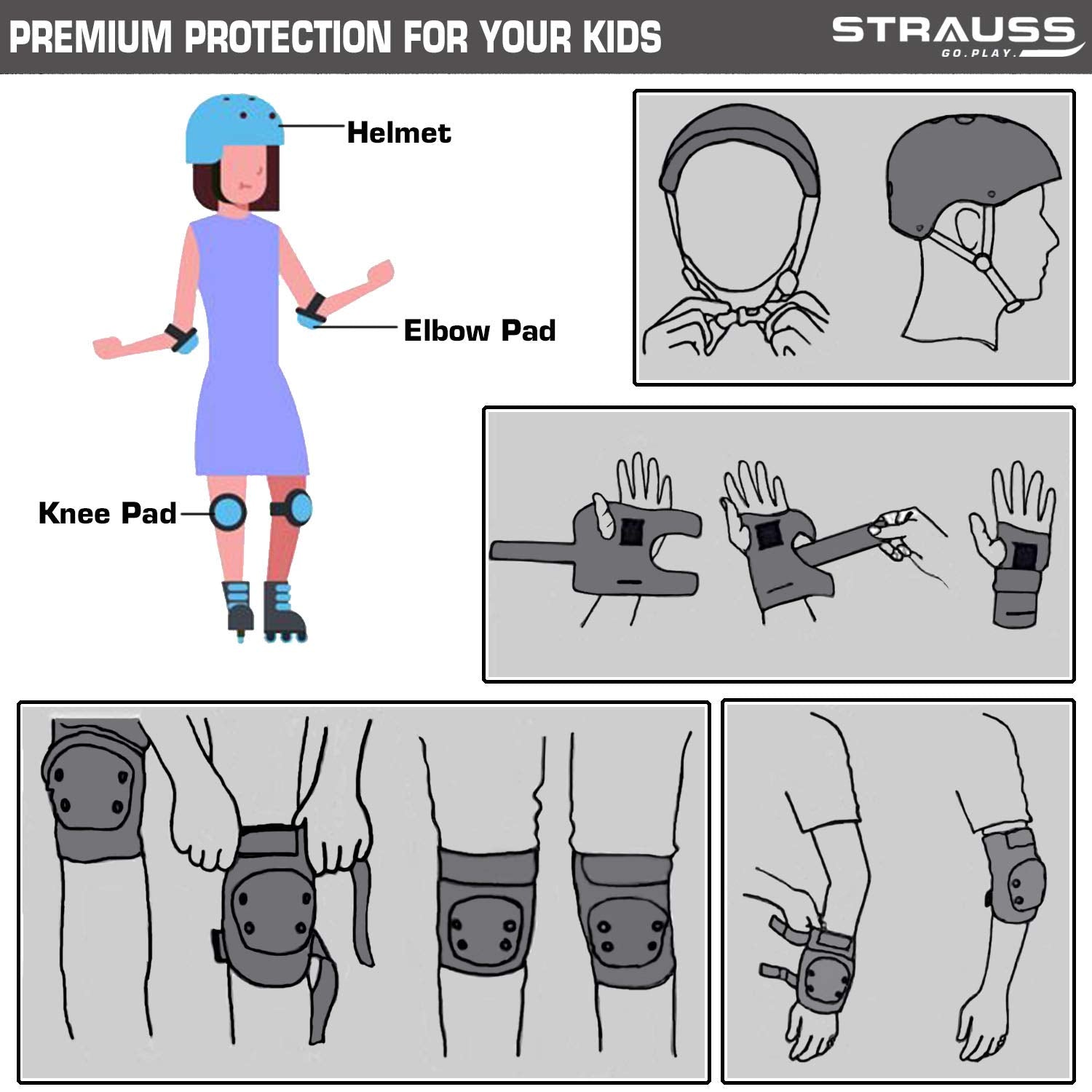 Strauss Protective Gear Set, (Blue)