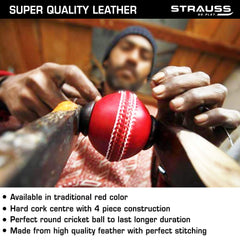 Strauss Leather Cricket Ball, 4 Piece, (Pack of 3)