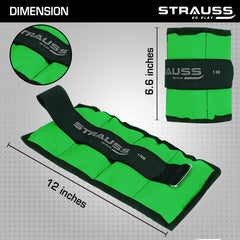 Strauss Ankle Weight, 1 Kg (Each), Pair, (Green)
