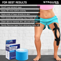 Strauss Kinesiology Sports Tape Knee, Calf & Thigh Support (Sky Blue)