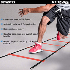 Strauss Adjustable Exercise Agility Ladder, 6m, (Red)