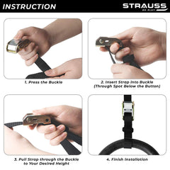 Strauss ABS Gymnastics Ring with Adjustable Straps for Crossfit & Strength Training, (Black)