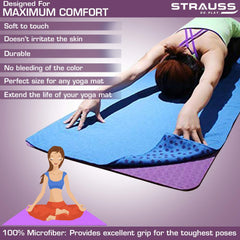 Strauss TPE Eco-Friendly Yoga Mat, 6mm (Purple) and Anti-Slip Yoga Towel (Purple)