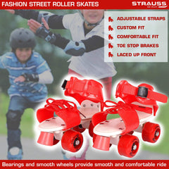 Strauss Kids Roller Skates, 5-11 Years, (Red)