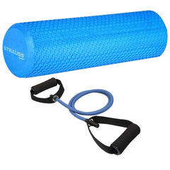 Strauss Yoga Foam Roller, 30cm (Blue) and Toning Tube (Blue)