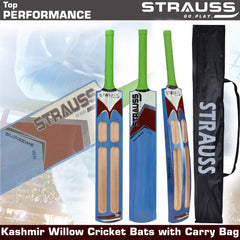 Strauss Supreme Scoop Tennis Cricket Bat,Full Duco,Blue, (Wooden Handle)