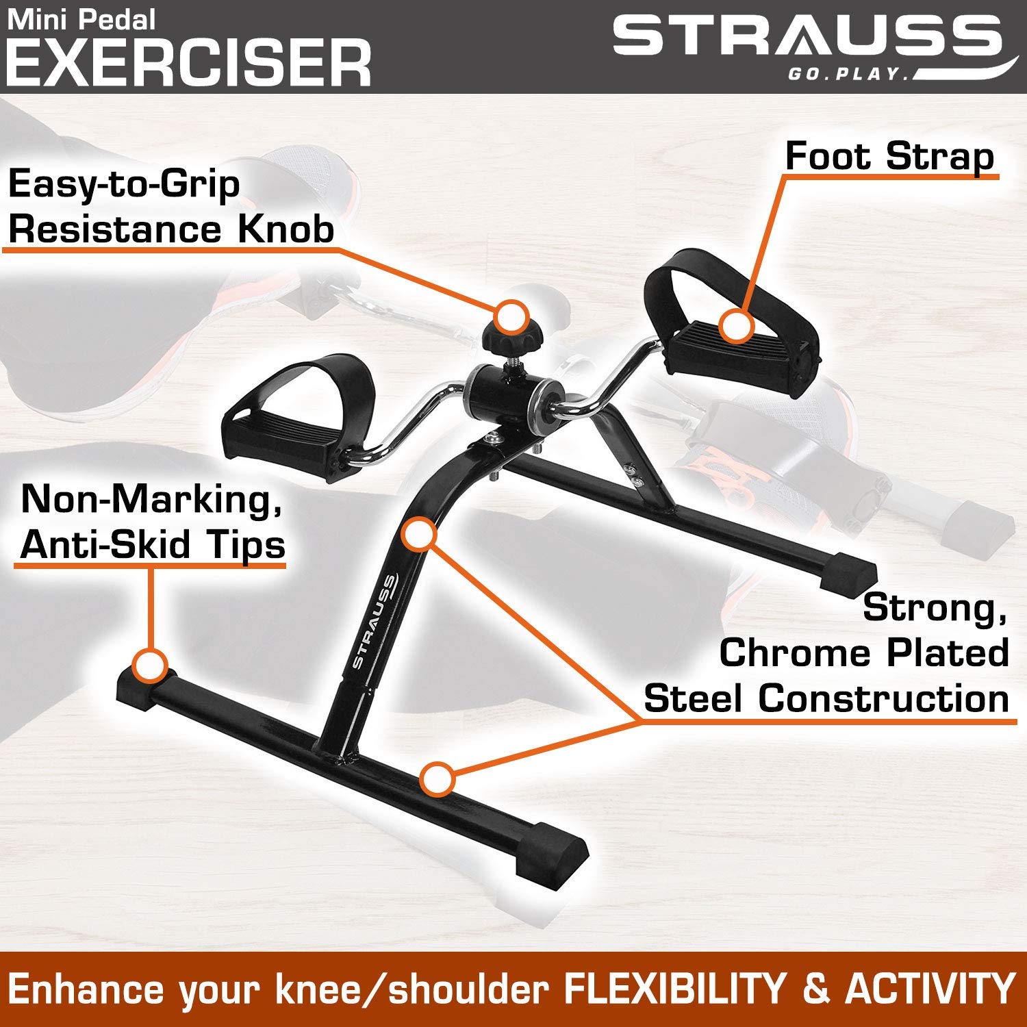 pedal exercise cycle Strauss Mini Cycle Exercise Bike, (Black) – StraussSport