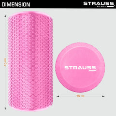 Strauss Yoga Foam Roller | Ideal For Exercise, Muscle Recovery, Physiotherapy, Pain Relief & Myofascial | Deep Tissue Massage Roller 45 Cm, (Pink)