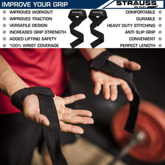 Strauss PT Cotton Wrist Support, Pack of 2 (Black) with Gym Belt