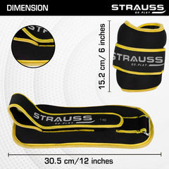 Strauss Round Shape Ankle Weight, 1 Kg (Each), Pair, (Yellow)