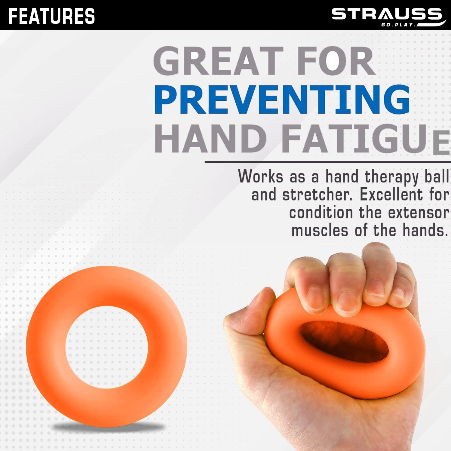 Strauss Silicon Palm Hand Grip Exerciser, (Orange)