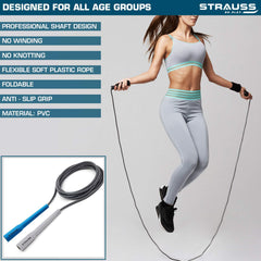 Strauss Double Toning Tube, (Grey) With Hand Grip And Skipping Rope