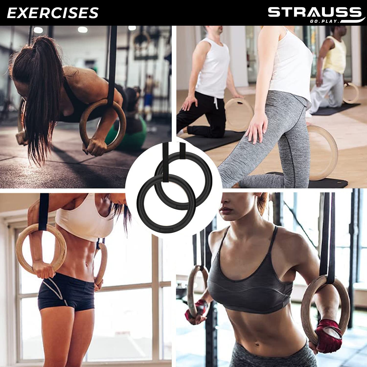 Strauss ABS Gymnastics Ring with Adjustable Straps for Crossfit –  StraussSport