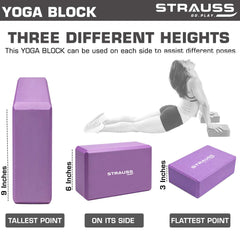 Strauss Yoga Block (Purple) and Yoga Knee Pad Cushions, (Pink)