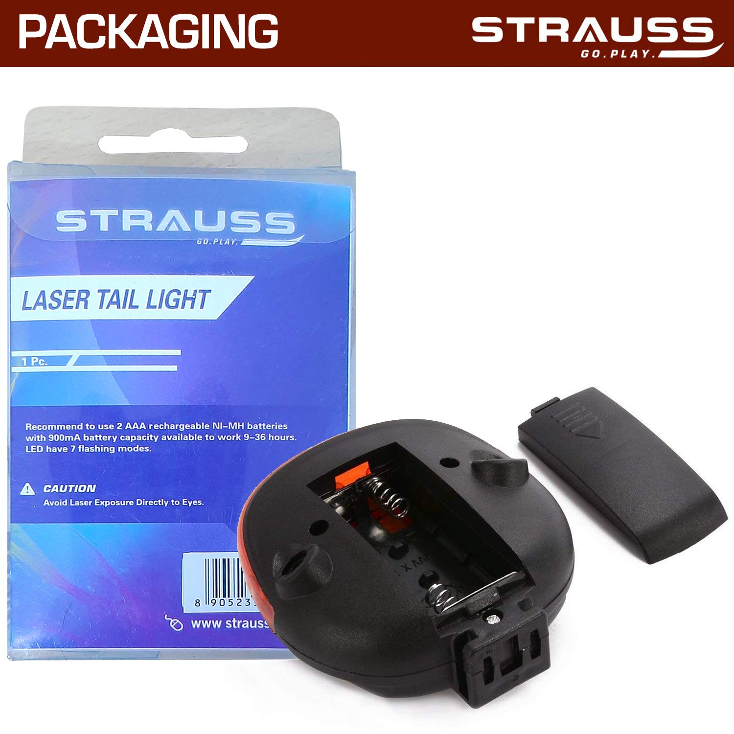 Strauss Bicycle Solar Tail Light and Bicycle Zoom LED Torch with Mount Holder