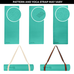 Strauss Anti Skid EVA Yoga Mat with Carry Strap, 4mm, (Sea Green)