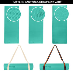 Strauss Anti Skid EVA Yoga Mat with Carry Strap, 8mm, (Sea Green)