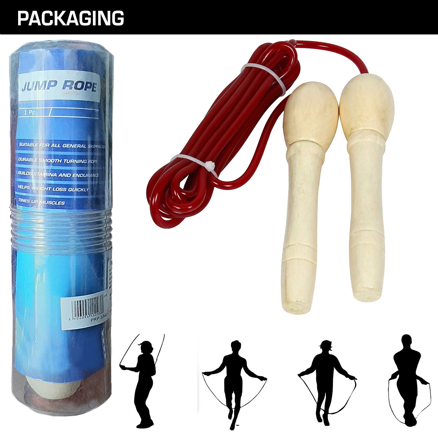 Strauss Wooden Skipping Rope, (Red)