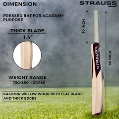 Strauss Cricket Bat | Edition: Stroke | Kashmir Willow | Size: 4 | Tennis & Synthetic Ball Cricket Bat | Tennis Cricket Bat