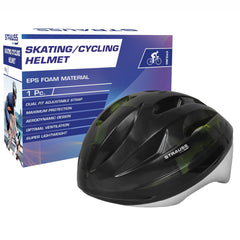 Strauss Cycling Helmet , ELITE | Light Weight with Superior Ventilation | Mountain, Road Bike & Skating Helmet With Premium White EPS Foam Lining| Ideal for Adults and Kids| Size: Junior ,(Black and Green)