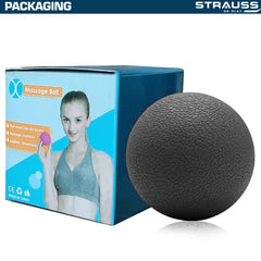 Strauss Yoga & Lacrosse Massage Ball | Ideal for Physiotherapy, Deep Tissue Massage, Trigger Point Therapy, Muscle Knots | High-Density Roller & Acupressure Ball for Myofascial Release & Pain Relief, (Black)