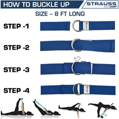 Strauss Yoga Mat 6mm (Floral), Yoga Block (Purple) Pair, Anti-Slip Yoga Towel (Blue) and Yoga Belt (Blue)