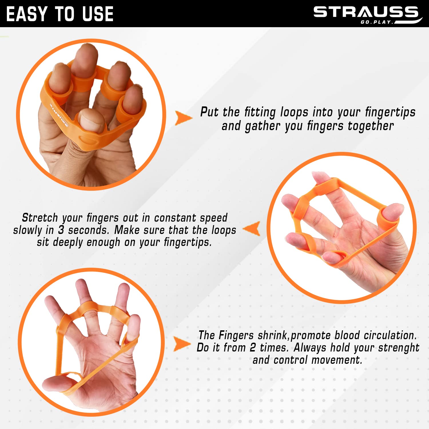 Strauss Silicon Finger Stretcher, (Orange)