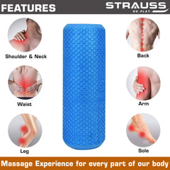 Strauss Yoga Foam Roller, 30cm (Blue) and Foot/Hand Massage Roller