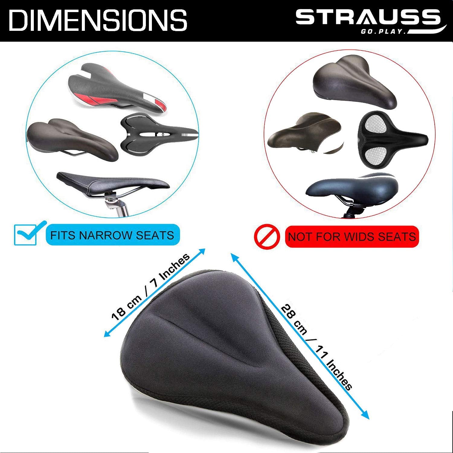 Strauss Bicycle Saddle Seat Cover, (Black), Sporty Cycling/Gym Gloves, Large, (Black/Red)