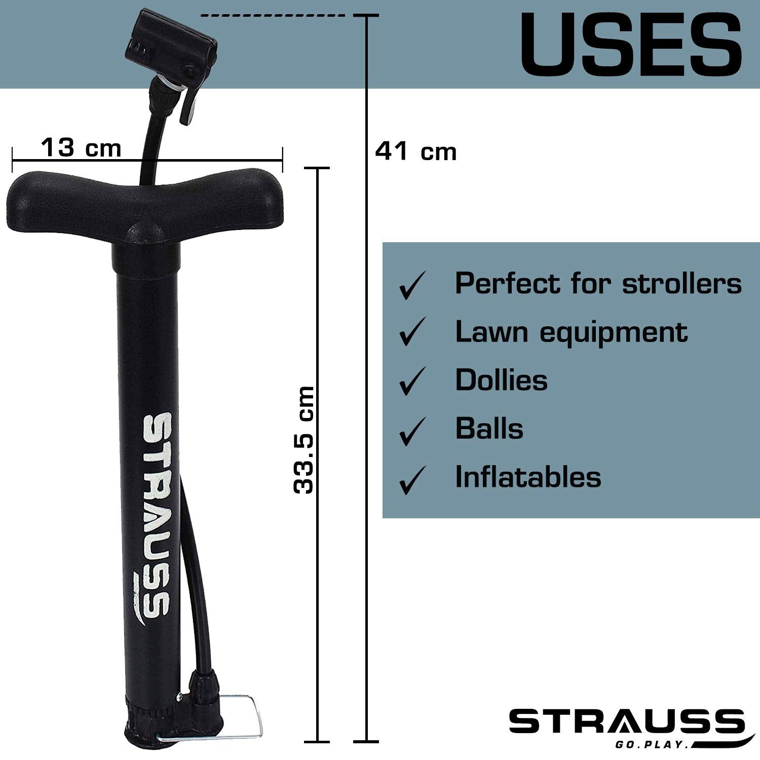 Strauss Bicycle Solar Tail Light and Bicycle Air Pump, (Black)