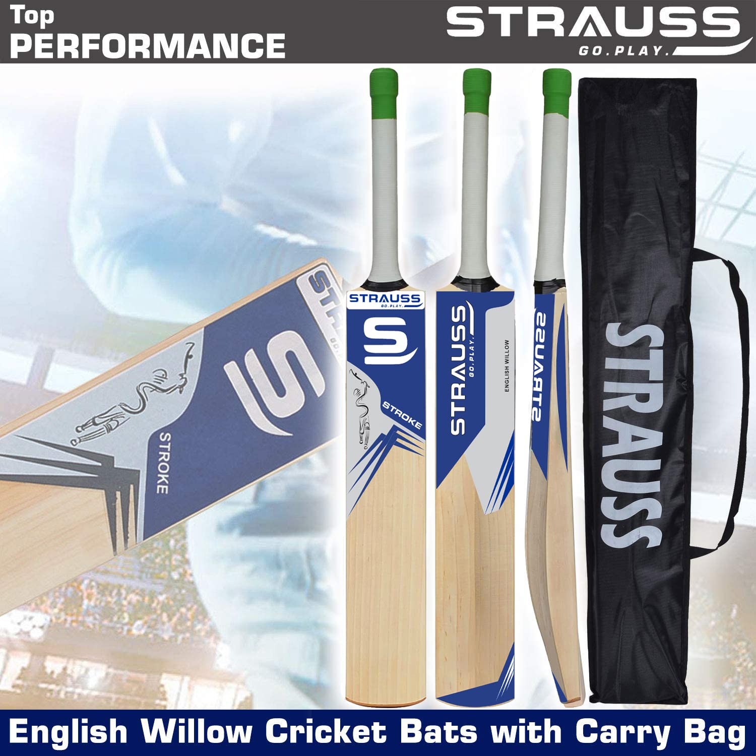 Strauss Stroke Premium English Willow Cricket Bat, (Size-5)