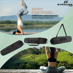 STRAUSS Velvet Yoga Mat Bag with Shoulder Strap, (Black)