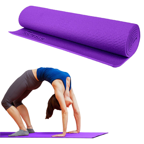 Strauss Extra Thick Yoga Mat with Carrying Strap, 15 mm (Purple