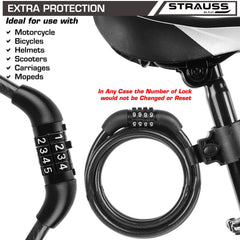 Strauss Multipurpose Bike/Cycle/Bicycle/Number Lock, (Black)