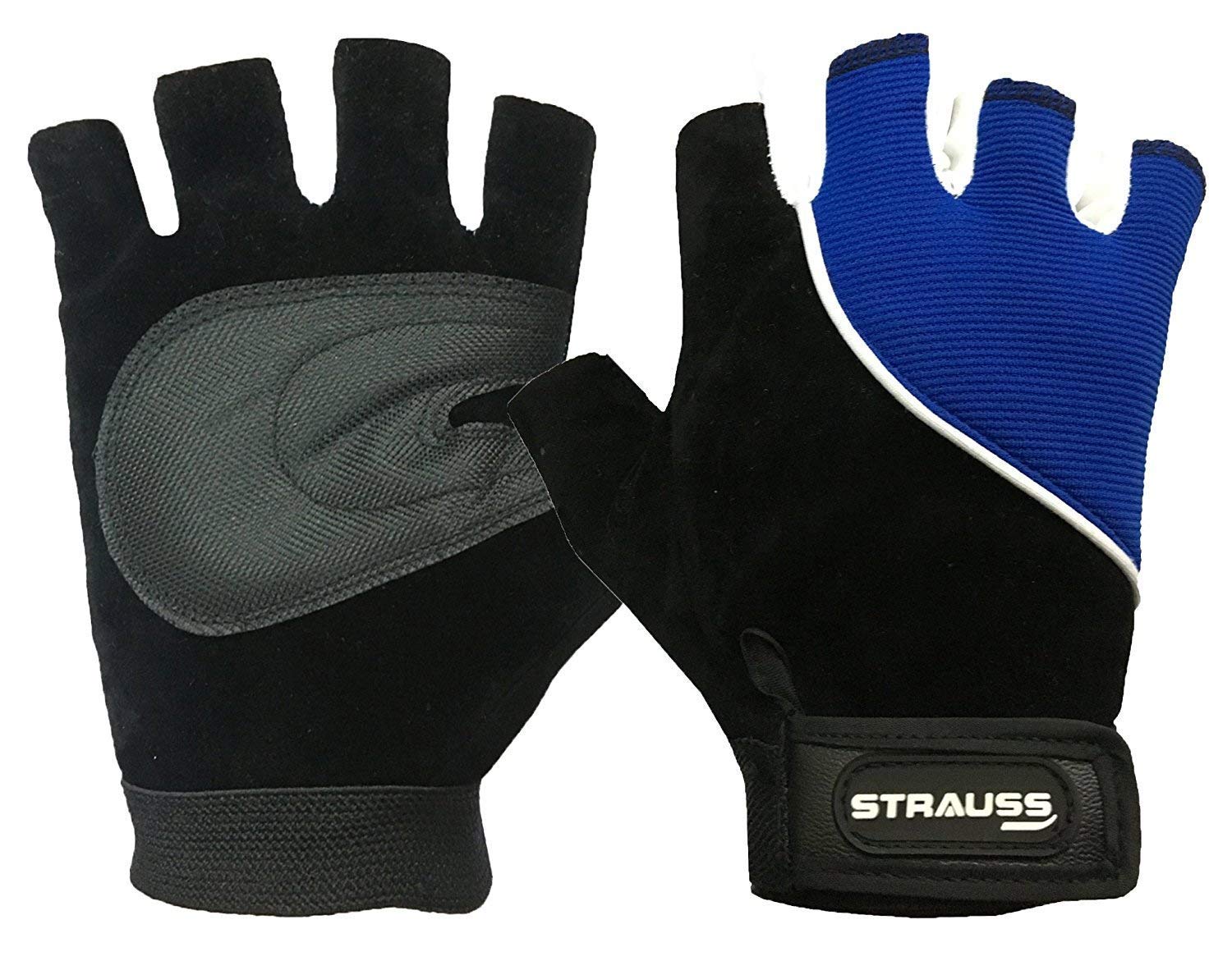 Strauss Cycling Gloves, Large, (Black/Blue)