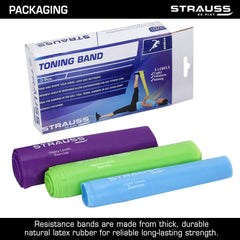 Strauss Yoga Resistance Band, (Multicolor) (Pack of 3) with Latex Band