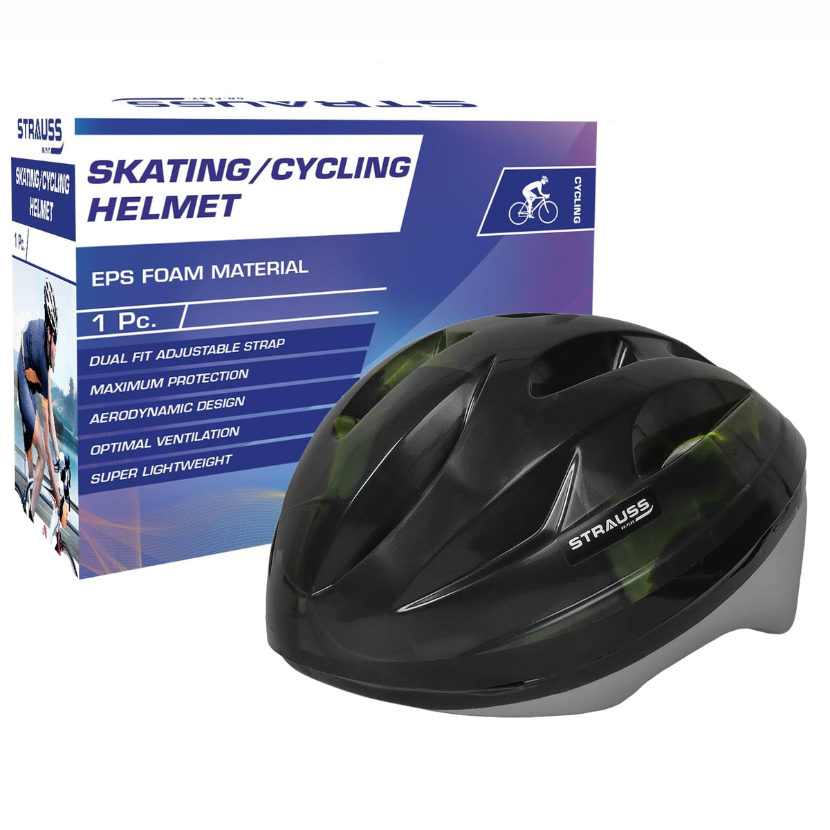 Strauss Cycling Helmet, Elite Light Weight with Superior Ventilation Mountain, Road Bike Skating Helmet with Premium EPS Foam Lining| Ideal for