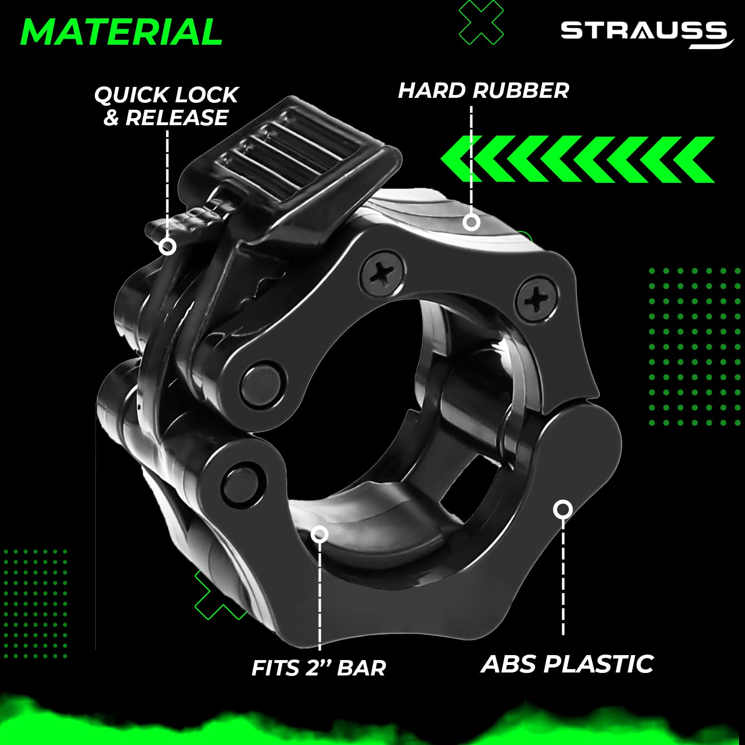 Strauss Barbell Lock Collars, Single (Black)