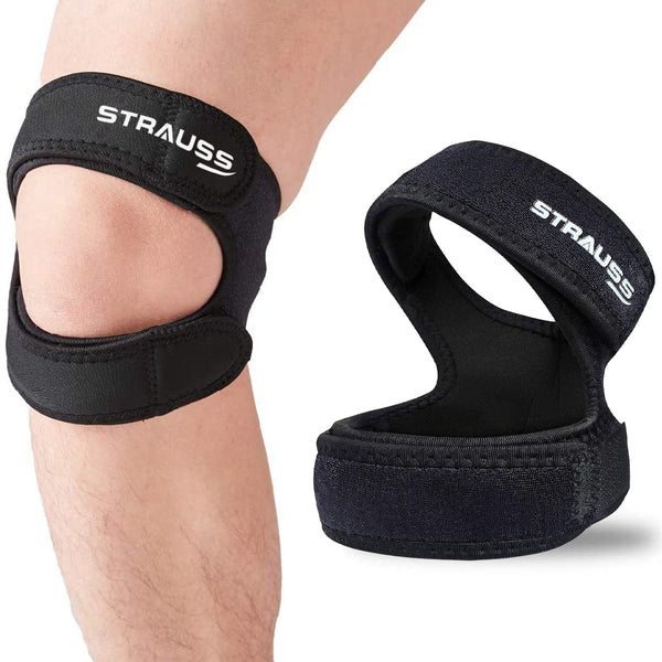 Strauss Pattela Strap Knee Support, Free Size, (Black) (Dual Strap) –  StraussSport