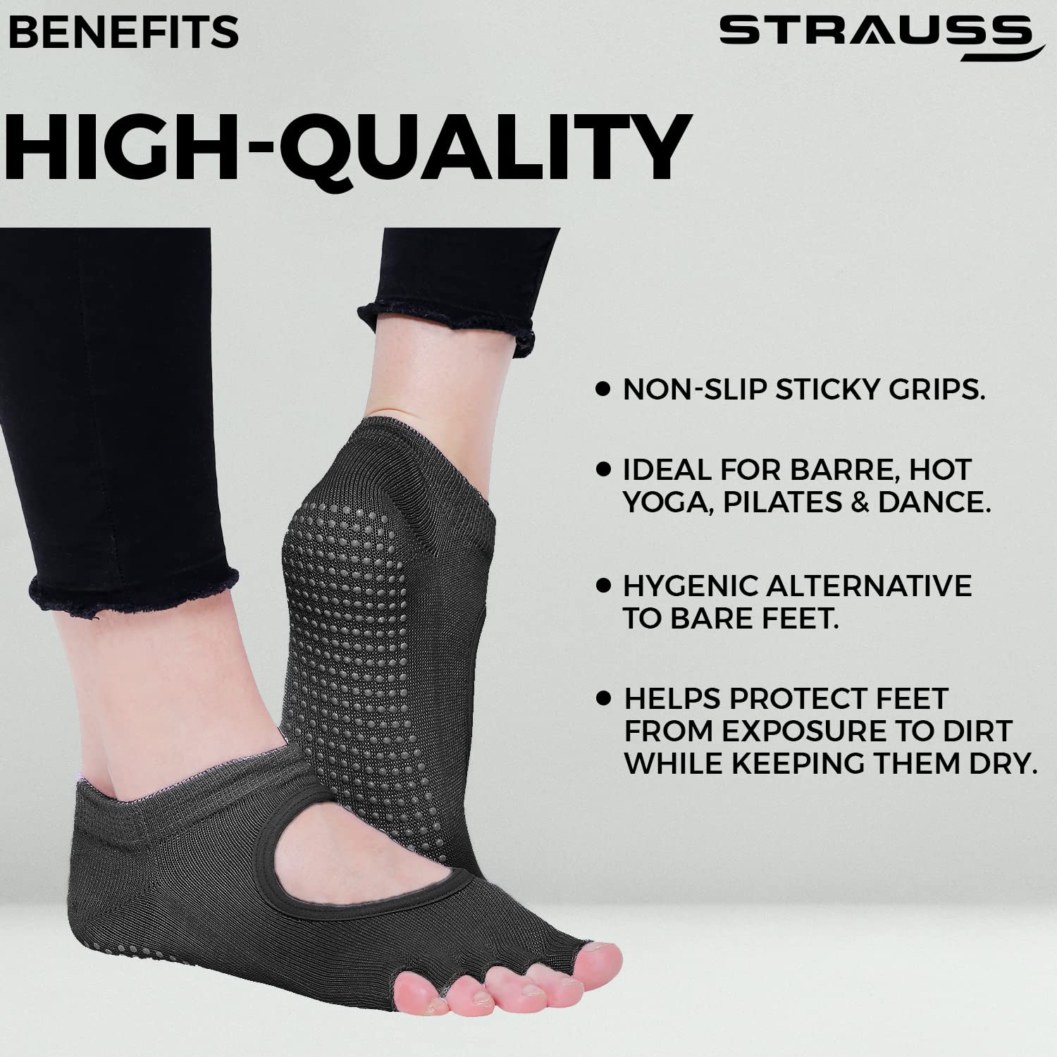 Professional Thick Yoga Socks for Women Non-Slip Grips & Straps, Ideal for  Pilates, Ballet, Dance, Barefoot Workout,Black