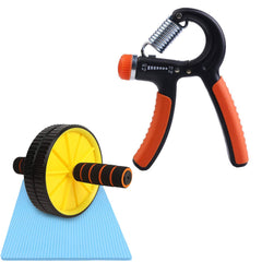 Strauss Adjustable Hand Grip Strengthener, (Black/Orange) with Double Exercise Wheel