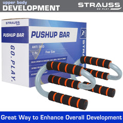 Strauss S Shape Push up Bar, Pair (Black/Orange)