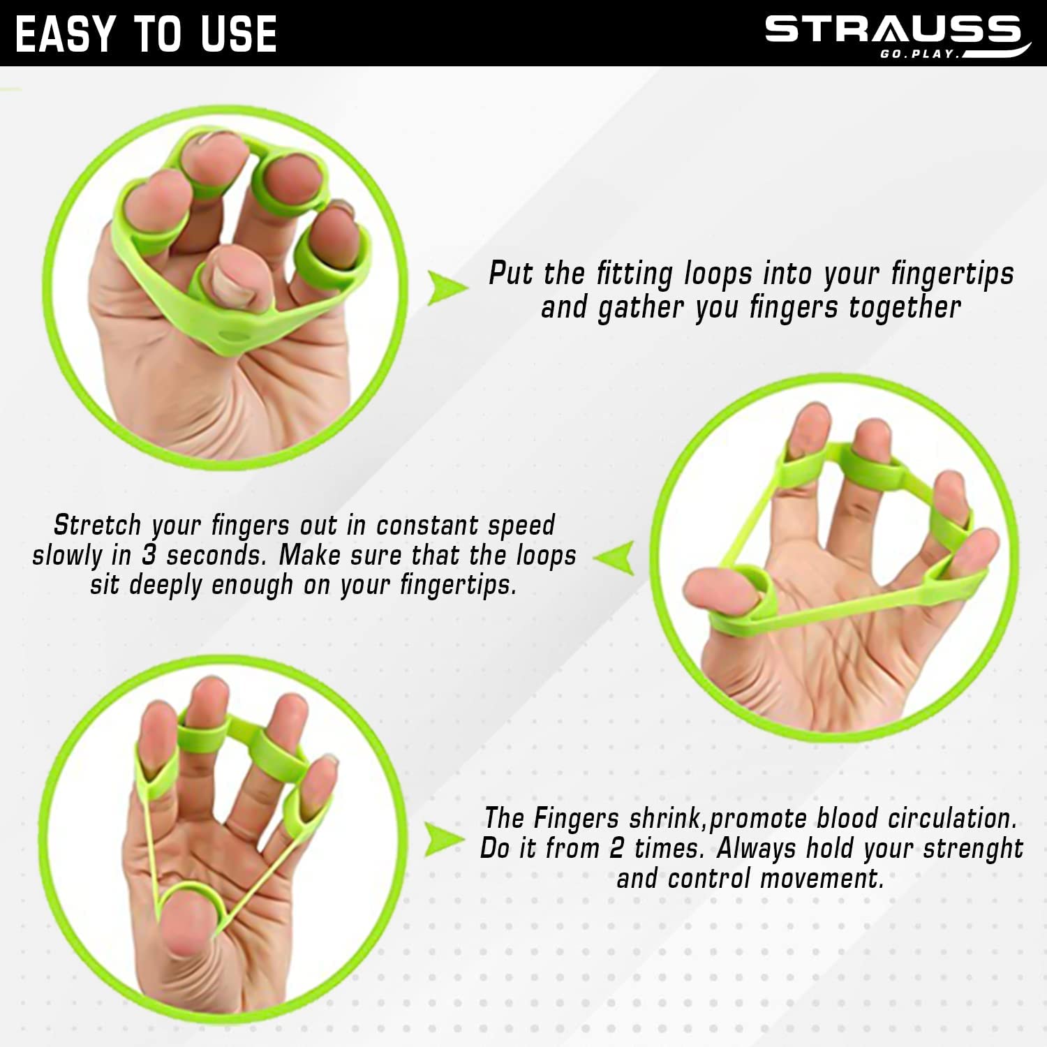Strauss Silicon Finger Stretcher, (Green)