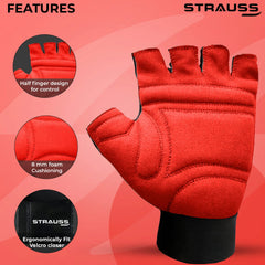 STRAUSS Suede Gloves,Red/Black,Medium