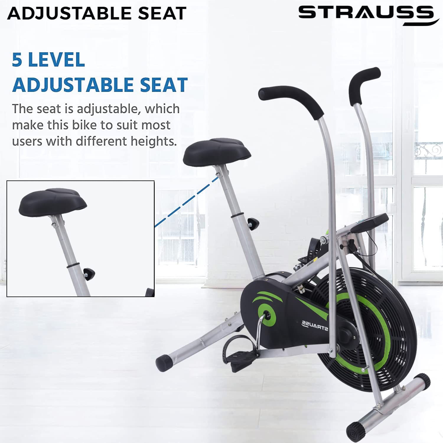 Strauss StayFit Exercise Bike, Green – StraussSport