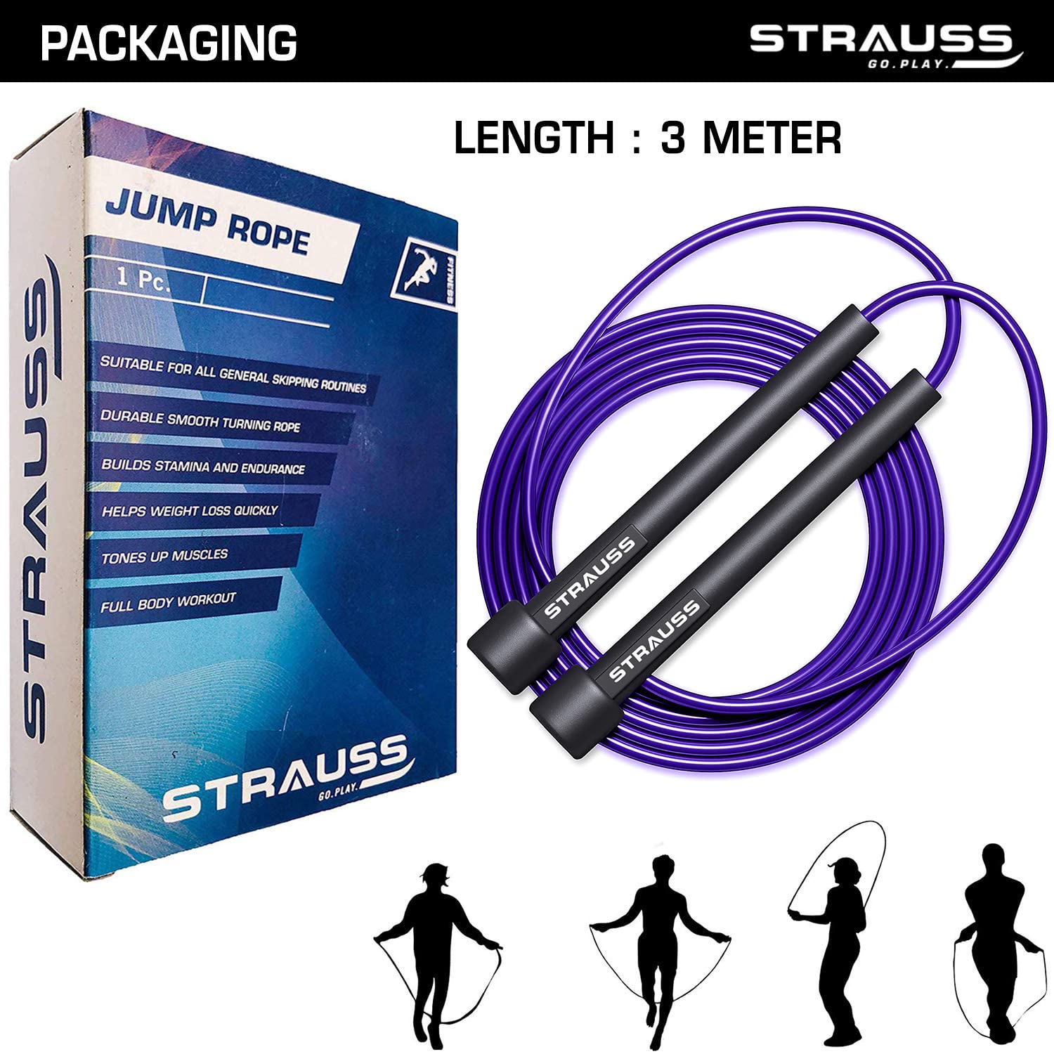 Strauss Speed Skipping Rope, Purple