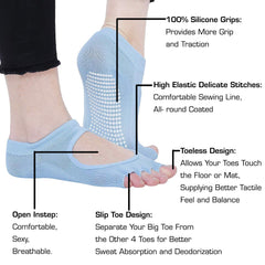 Strauss TPE Eco Friendly Dual Layer Yoga Mat, 6mm (Blue) and Yoga Socks, Sky Blue