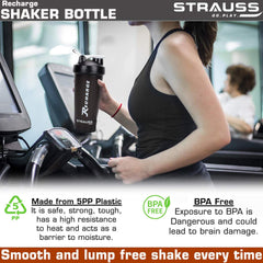 STRAUSS Recharge Shaker Bottle, 600 ml (Black)