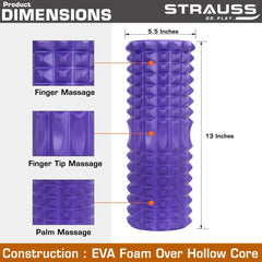 Strauss Grid Foam Roller, 33cm (Purple) and Dual Yoga Massage Ball, (Pink)
